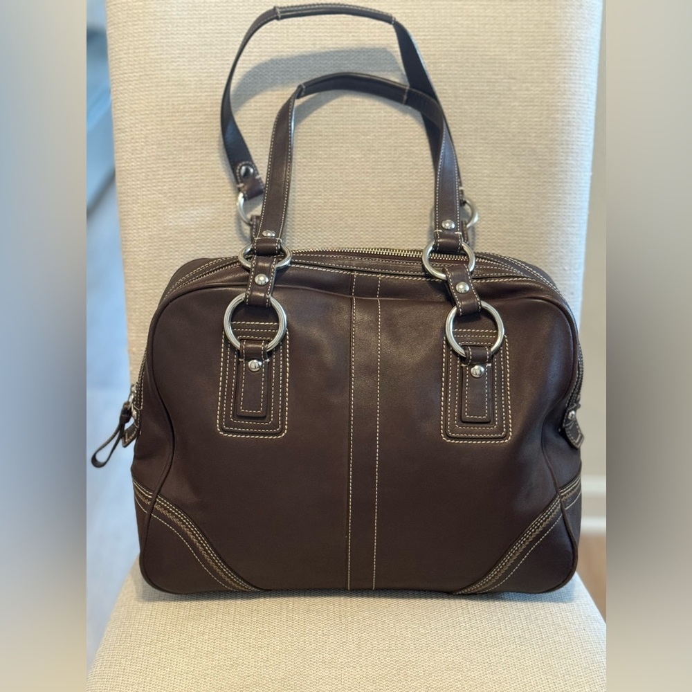 Coach Vintage Brown Leather Soho Satchel Purse with Dust Bag F10581 - Picture 3 of 16